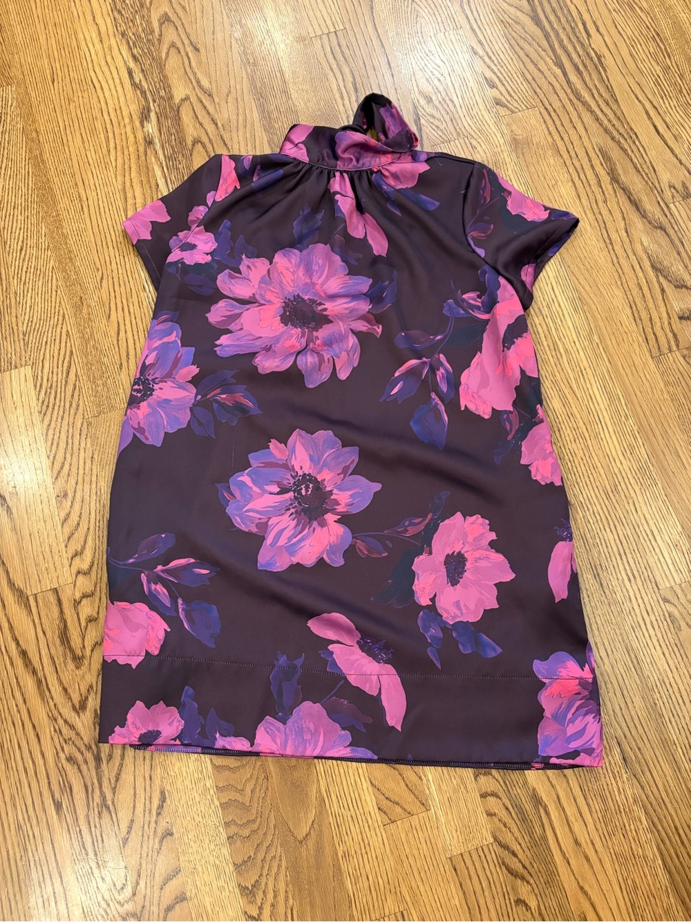Lavender Brown Purple Floral-Accent Dress